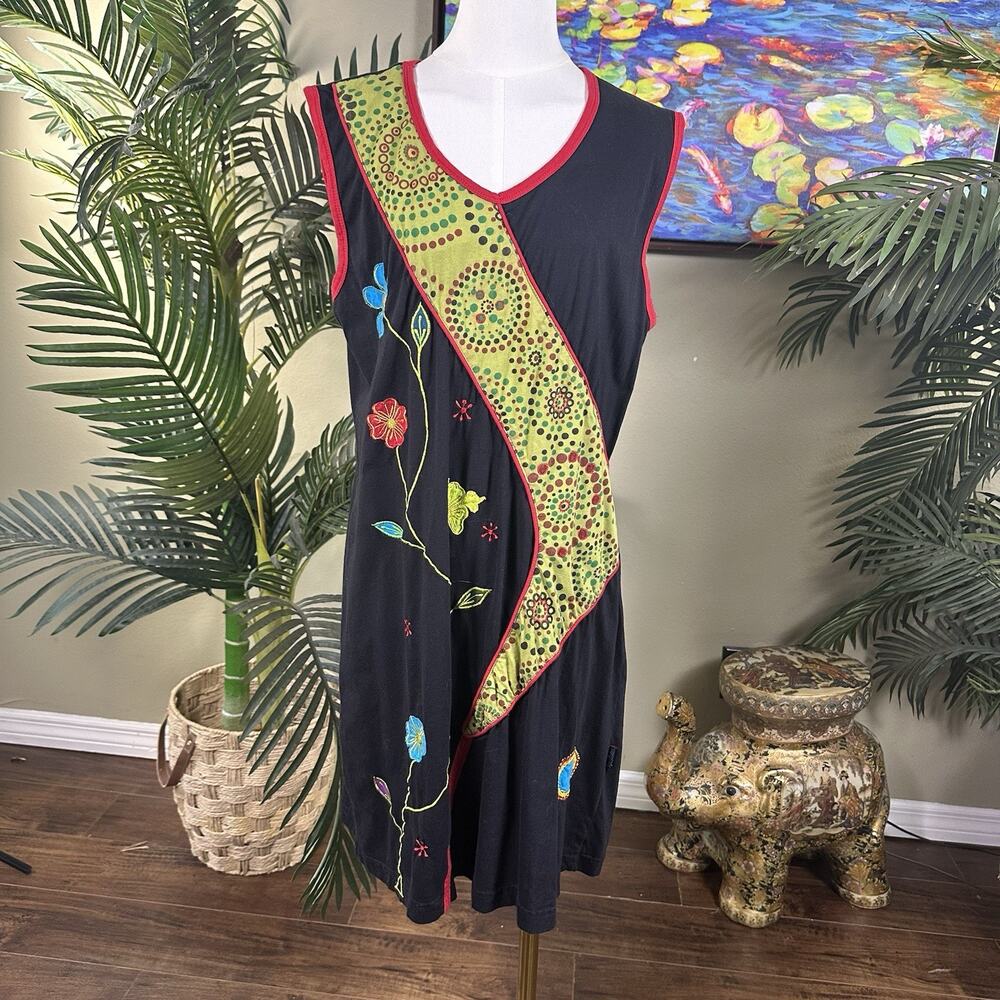 Agan Traders Dress Women L Nepal Embroidery, Patchwork, Piping